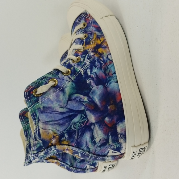 Converse Chuck Taylor All Star Floral Blue Purple Hi Top Sneakers 7 - Picture 2 of 13